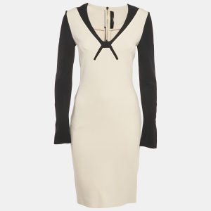 Roland Mouret Cream Stretch Crepe Knee-Length Dress M, Dresses - Luxury Closet