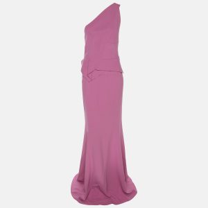 Roland Mouret Violet Stretch Crepe One Shoulder Long Dress M, Dresses - Luxury Closet