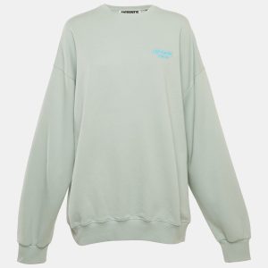 ROTATE Birger Christensen Surf Blue Cotton Iris Crew Neck Sweatshirt M, Sweaters & Cardigans - Luxury Closet