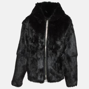 RtA Black Real Fur Zip-Up Hoodie L, Coats & Jackets - Luxury Closet catalog