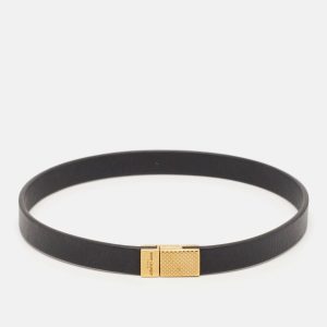 Saint Laurent Black Leather Le Carré Double Wrap Belt, Jewelry - Luxury Closet