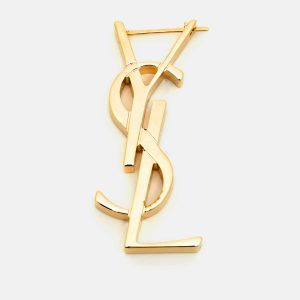 Saint Laurent Monogram Gold Tone Single Earring, Jewelry - Luxury Closet catalog