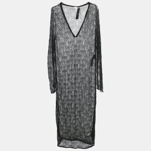 Saint Laurent Black Pointelle knit Sheer Midi Dress M, Dresses - Luxury Closet catalog