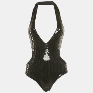 Saint Laurent Paris Black Sequin Embellished Jersey Cut-Out Swimsuit XS, Clothing - Luxury Closet catalog