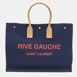 Saint Laurent Navy Blue Canvas Large Rive Gauche Tote, Tote Handbags - Luxury Closet catalog