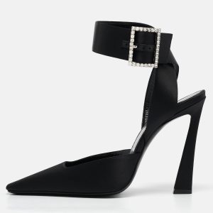 Saint Laurent Black Satin Claude Slingback Pumps Size 38.5, Pumps - Luxury Closet catalog