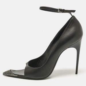 Saint Laurent Black Leather Palace Open Toe Pumps Size 40, Pumps - Luxury Closet catalog