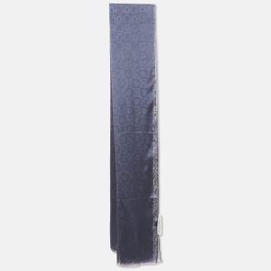 Salvatore Ferragamo Navy Blue Ganchini Silk Jacquard Lightweight Scarf, Scarves & Shawls - Luxury Closet catalog