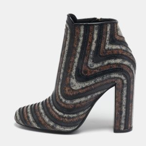 Salvatore Ferragamo Multicolor Printed Leather Zipped Ankle Length Boots Size 37.5, Boots - Luxury Closet catalog