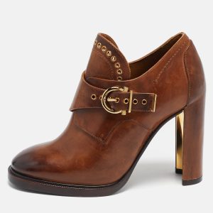 Salvatore Ferragamo Brown Leather Nevers Ankle Length Boots Size 39, Boots - Luxury Closet catalog