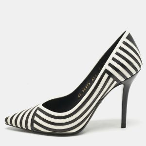 Salvatore Ferragamo Black/White Leather Susi Graph Pumps Size 38, Pumps - Luxury Closet catalog