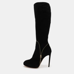 Salvatore Ferragamo Black Suede Ronnie Knee Length Boots Size 40, Boots - Luxury Closet catalog