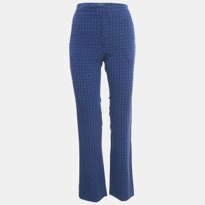 Sandro Blue Jacquard Crepe Amparo Pants S, Clothing - Luxury Closet
