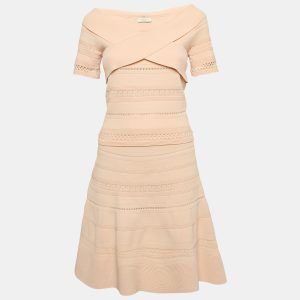 Sandro Pink Crisscross Knit Ophelia Top and Skirt Set L/M, Suits - Luxury Closet