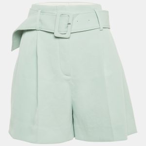 Sandro Green Cotton Pleated Shorts XL, Shorts - Luxury Closet