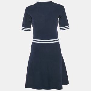 Sandro Navy Blue Knit Striped Band Dettail Mini Dress M, Dresses - Luxury Closet catalog
