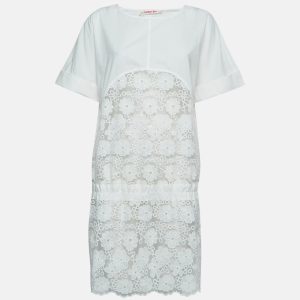 See by Chloé White Floral Embroidered Cotton and Nylon Sheer Short Dress M, Dresses - Luxury Closet catalog