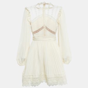 Self-Portrait Cream Crepe Lace Trimmed Mini Dress M, Dresses - Luxury Closet catalog