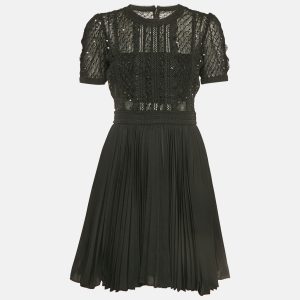 Self-Portrait Black Mesh Sequin Embellished Puff Sleeve Mini Dress S, Dresses - Luxury Closet catalog
