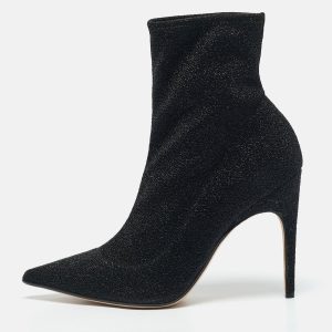 Sergio Rossi Black Lurex Fabric Sock Ankle Length Boots Size 39, Boots - Luxury Closet catalog