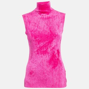 Sies Marjan Fuchsia Pink Rib Knit Turtle Neck Top M, Sweaters & Cardigans - Luxury Closet
