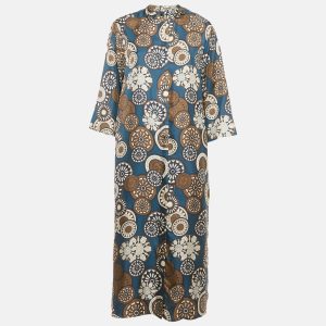 S'Max Mara Blue Printed Silk Timesilk Midi Dress M, Dresses - Luxury Closet catalog