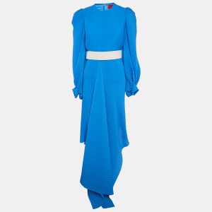 Solace London Blue Belted Asymmetric Tilde Maxi Dress M, Dresses - Luxury Closet