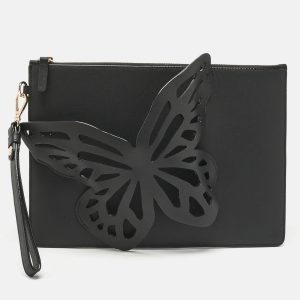 Sophia Webster Black Leather Flossy Butterfly Wristlet Clutch, Clutches & Special Occasion Bags - Luxury Closet catalog
