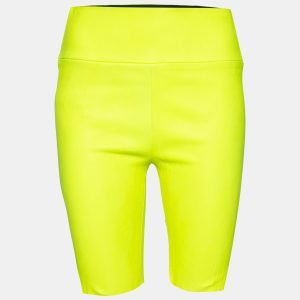 Sprwmn Neon Yellow Leather Shorts L, Shorts - Luxury Closet catalog