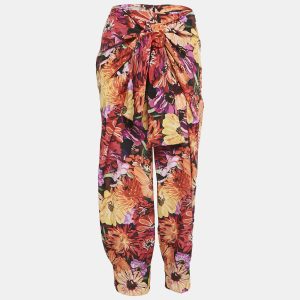 Stella McCartney Red Floral Print Silk Tie-Up Trousers S, Clothing - Luxury Closet