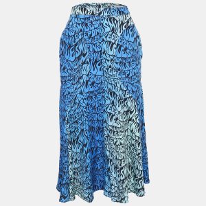 Stella McCartney Blue Printed Crepe Midi Skirt S, Skirts - Luxury Closet