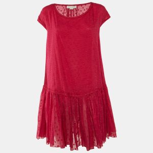 Stella McCartney Pink Patterned Cotton & Silk Ruffle Hem Dress M, Dresses - Luxury Closet