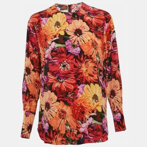 Stella McCartney Red Poppy Print Silk Long Sleeve Blouse S, Shirts & Tops - Luxury Closet