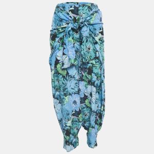 Stella McCartney Blue Floral Print Silk Tie-Up Trousers S, Clothing - Luxury Closet catalog