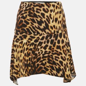 Stella McCartney Black/Brown Tortoise Shell Print Satin Envers Mini Skirt XS, Skirts - Luxury Closet