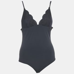 Stella McCartney Navy Blue Broderie Anglaise Embroidered Jersey Swimsuit L, Clothing - Luxury Closet