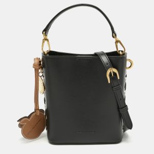 Stella McCartney Black Faux Leather Whipstitched Bucket Bag, Shoulder Bags - Luxury Closet catalog
