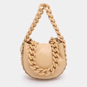 Stella McCartney Beige Faux Leather Small Puffy Shoulder Bag, Shoulder Bags - Luxury Closet