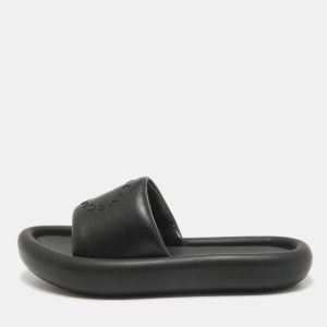 Stella McCartney Black Faux Leather Slides Size 38, Flats - Luxury Closet