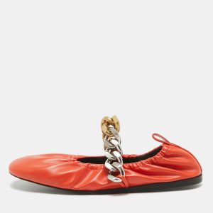 Stella McCartney Orange Faux Leather Falabella Soft Ballet Flats Size 36, Flats - Luxury Closet