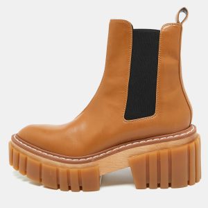 Stella McCartney Tan Faux Leather Emilie Platform Chelsea Boots Size 40, Boots - Luxury Closet catalog
