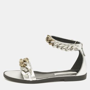 Stella McCartney Silver Faux Leather Falabella Flat Sandals Size 38, Sandals - Luxury Closet catalog
