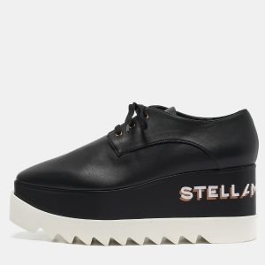 Stella McCartney Black Faux Leather Elyse Platform Sneakers Size 39.5, Athletic Shoes & Sneakers - Luxury Closet