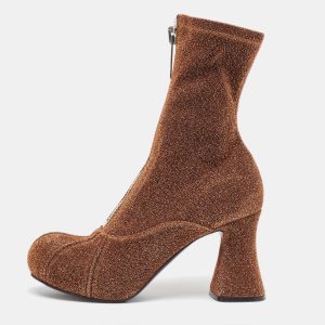 Stella McCartney Brown/Gold Lurex Groove Ankle Boots Size 37.5, Boots - Luxury Closet catalog