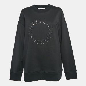 Stella McCartney Black Studded Logo Cotton Knit Oversized Sweatshirt XS, Sweaters & Cardigans - Luxury Closet catalog