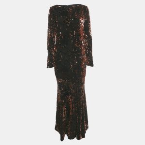Talbot Runhof Black Sequin Velvet Long Sleeve Gown M, Dresses - Luxury Closet