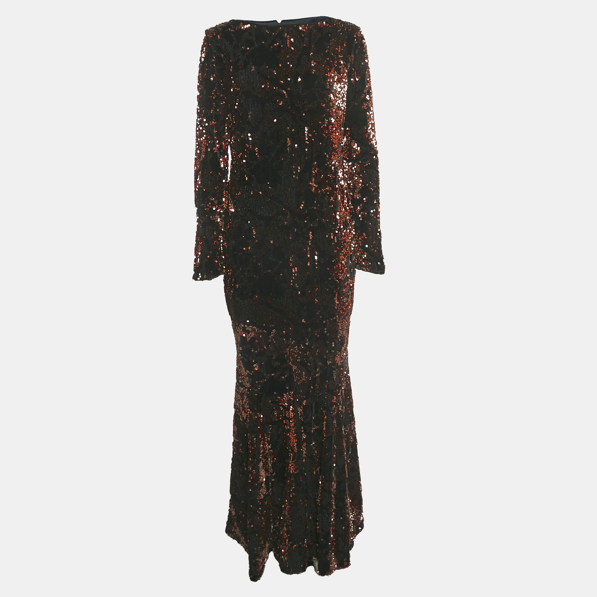 Talbot Runhof Black Sequin Velvet Long Sleeve Gown M, Dresses - Luxury Closet