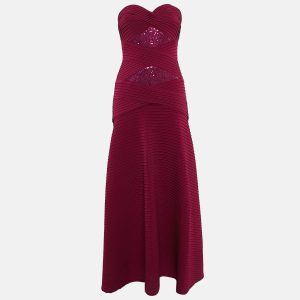 Tadashi Shoji Pink Sequin Embellished Jersey Strapless Gown XS, Dresses - Luxury Closet
