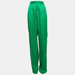 The Attico Green Satin Martellato Wide-Leg Pants M, Clothing - Luxury Closet catalog