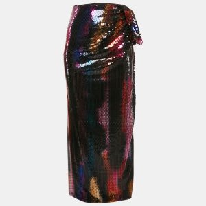 The Attico Multicolor Sequin Jersey Bow Detail Wrap Maxi Skirt XS, Skirts - Luxury Closet catalog